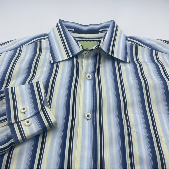 Tommy Bahama Other - Tommy Bahama Mens Long Sleeve Button Up Blue‎ And Yellow Striped Shirt Medium